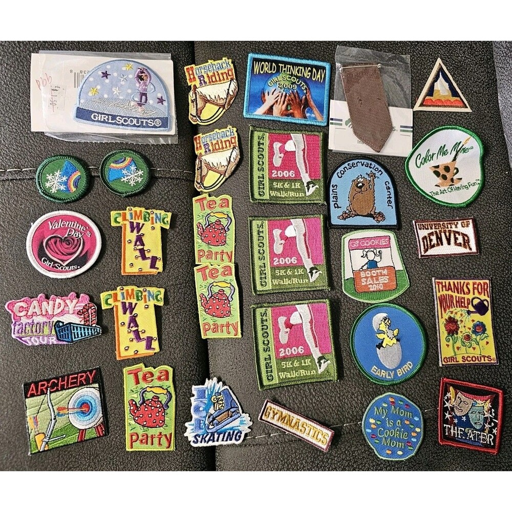 Girl Scouts GSA Fun Patches Iron On Embroidered Badges Awards Lot of 29
